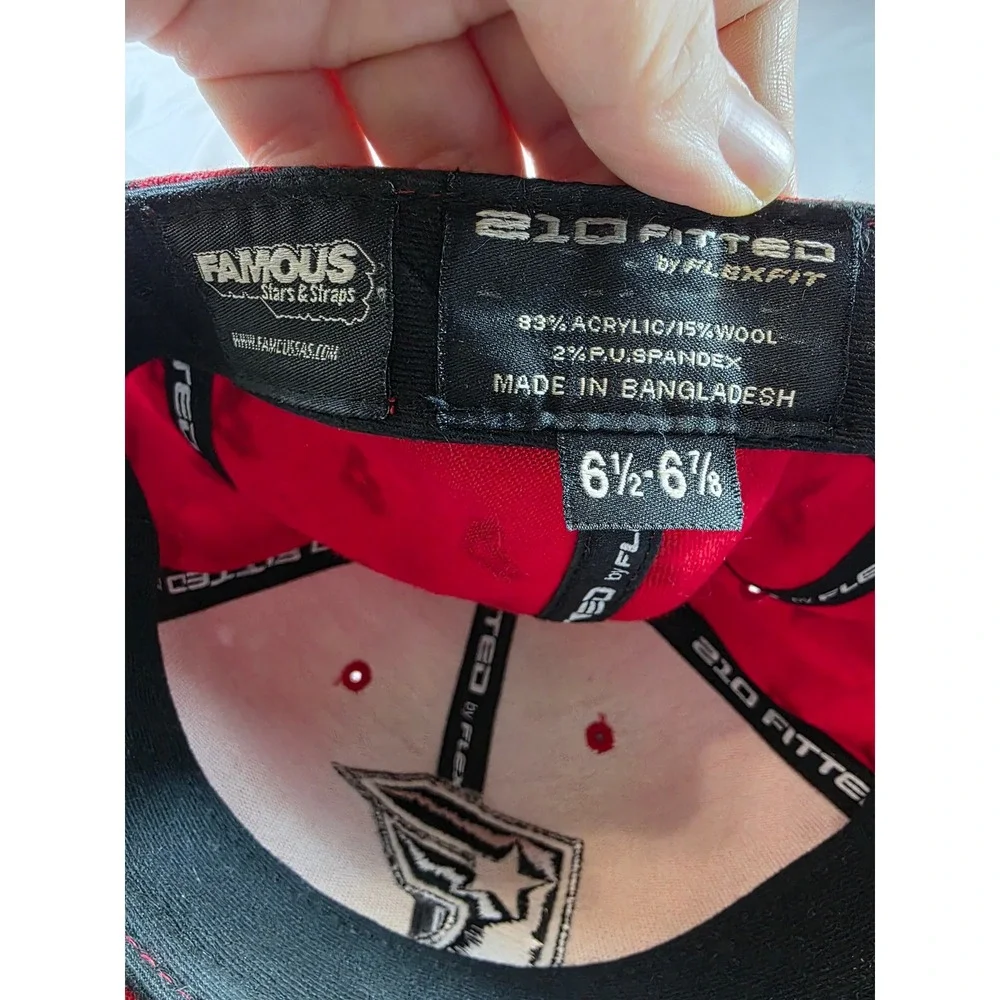 Famous Stars & Straps Hat Kids 6 1/2-6 7/8 Red 210 Fitted Flexfit Logo Cap